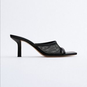 ZARA black mesh mule